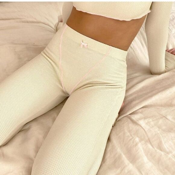 FRANKIES BIKINIS NEW ERIN WAFFLE LEGGING LARGE - Picture 1 of 13